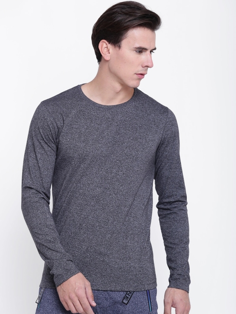 

Foreign Culture Men Charcoal Grey Solid Round Neck T-shirt