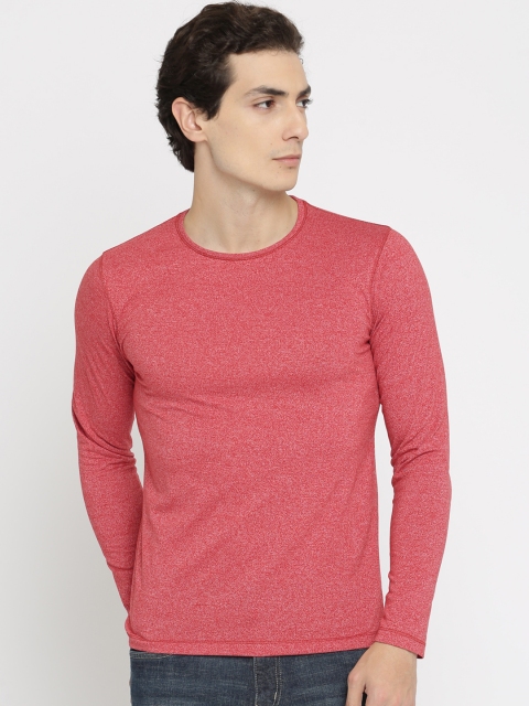 

Foreign Culture Men Red Solid Round Neck T-shirt