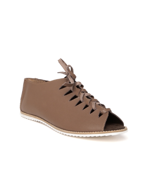 

Zebba Women Brown Leather Cut-Out Flats