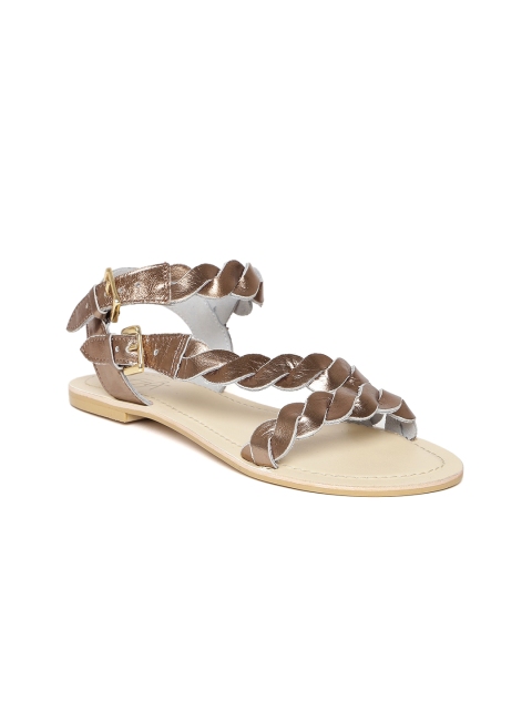 

Zebba Women Bronze-Toned Leather Flats