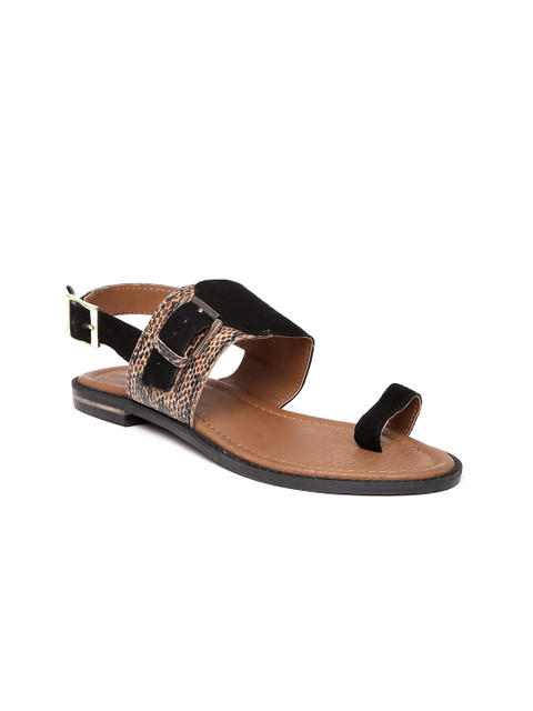 

Zebba Women Black Solid Leather One Toe Flats