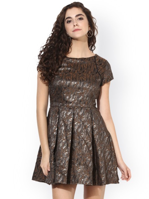 

Kazo Women Brown Printed Fit & Flare Dress
