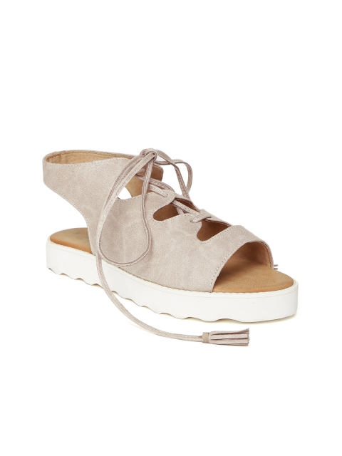 

Zebba Women Beige Solid Leather Flats