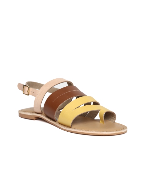 

Zebba Women Yellow & Brown Colourblocked Leather Flats