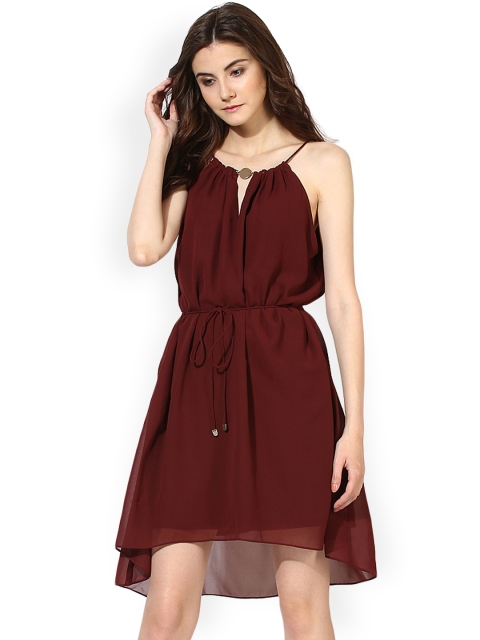 

Kazo Women Maroon Solid Fit & Flare Dress
