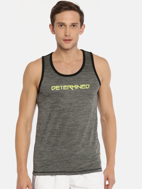 

rock.it Men Grey Self Design Swift Dry Sleeveless Round Neck T-shirt