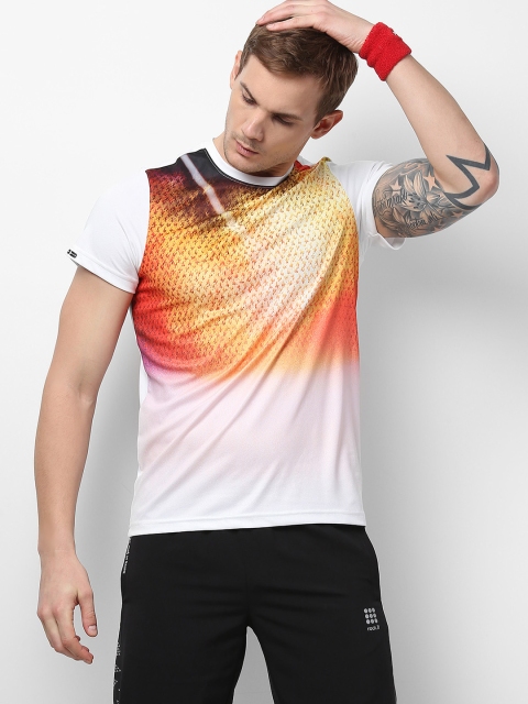 

rock.it Men White Printed Swift Dry Round Neck T-shirt