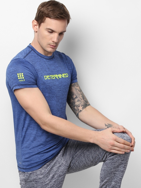 

rock.it Men Blue Solid Swift Dry Round Neck T-shirt