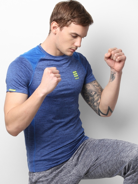 

rock.it Men Blue Solid Swift Dry Round Neck T-shirt