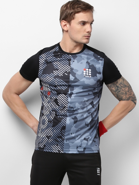 

rock.it Men Black Printed Round Neck T-shirt