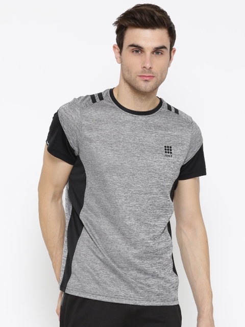 

rock.it Men Grey Melange Solid Round Neck T-shirt