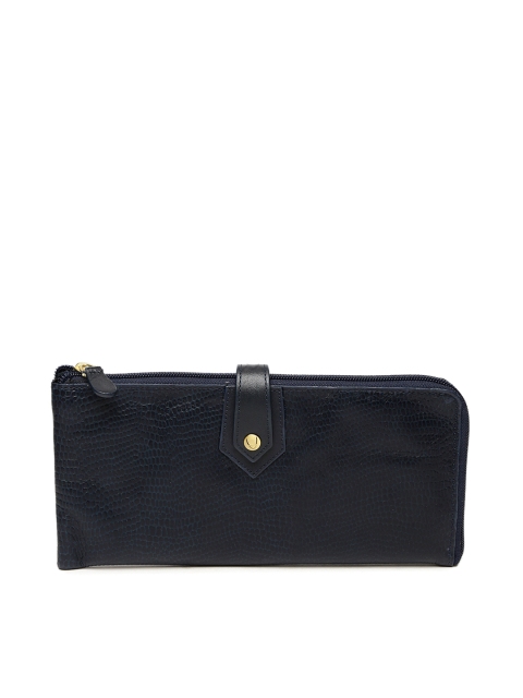 

Hidesign Women Navy Blue Textured Leather Zip Around Wallet