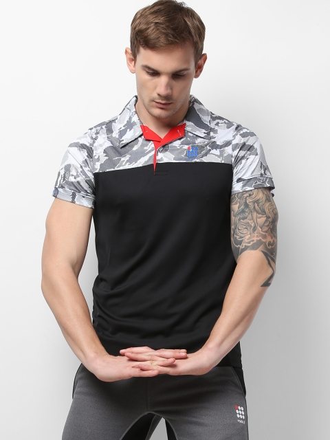 

rock.it Men Black Solid Swift Dry Polo Collar T-shirt