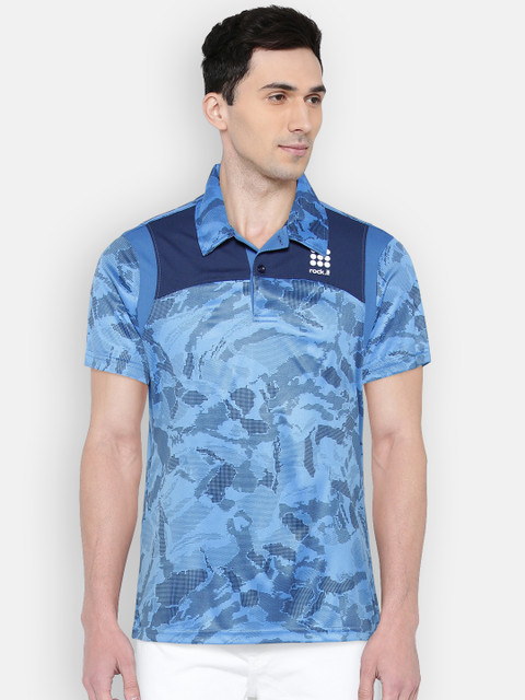 

rock.it Men Blue Printed Swift Dry Polo Collar T-shirt