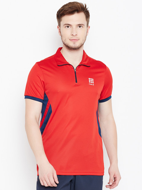 

rock.it Men Red Solid Polo Collar T-shirt