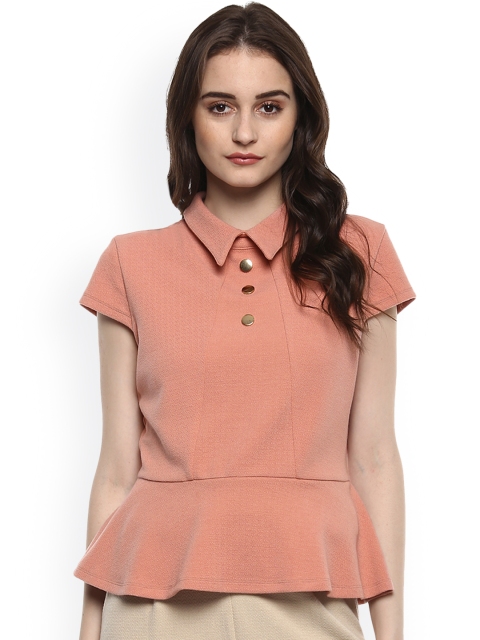 

Kazo Women Pink Solid Peplum Top