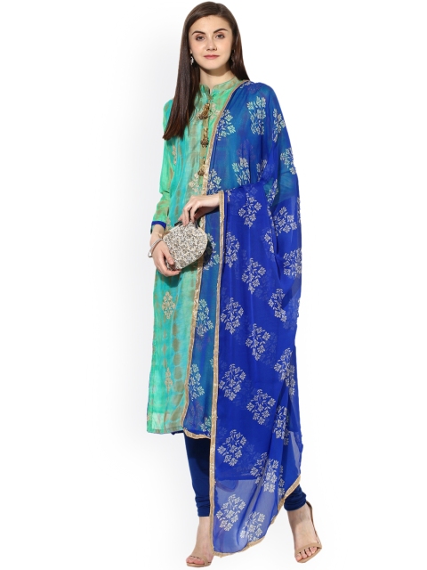 

Saree mall Sea Green & Blue Silk Blend Unstitched Dress Material
