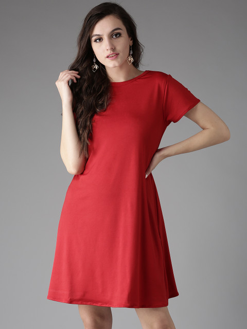 

Moda Rapido Women Red Solid A-Line Dress