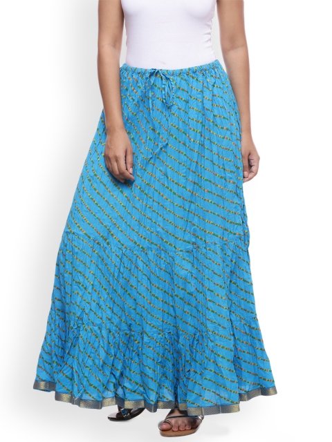 

Soundarya Blue Lehariya Print Flared Maxi Skirt