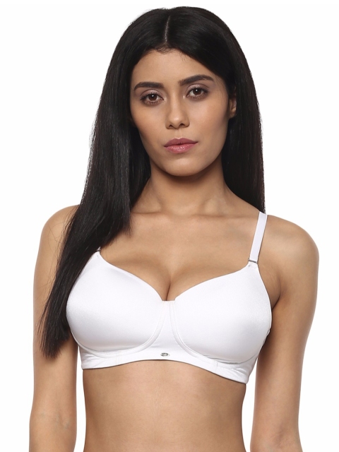 

Soie White Solid Non-Wired Heavily Padded Full Coverage Bra