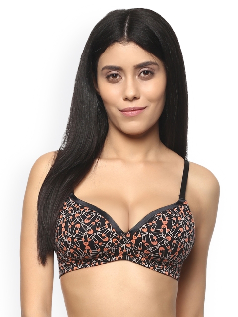 

Soie Black Printed Non-Wired Heavily Padded Everyday Bra CB-104PINS-1(PACK-4)-Black