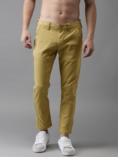 

HERE&NOW Men Khaki Slim Fit Solid Cropped Chinos