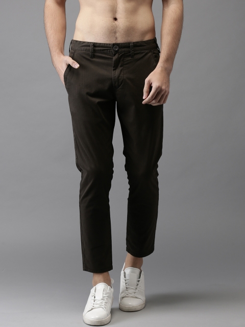 

HERE&NOW Men Brown Slim Fit Solid Cropped Chinos