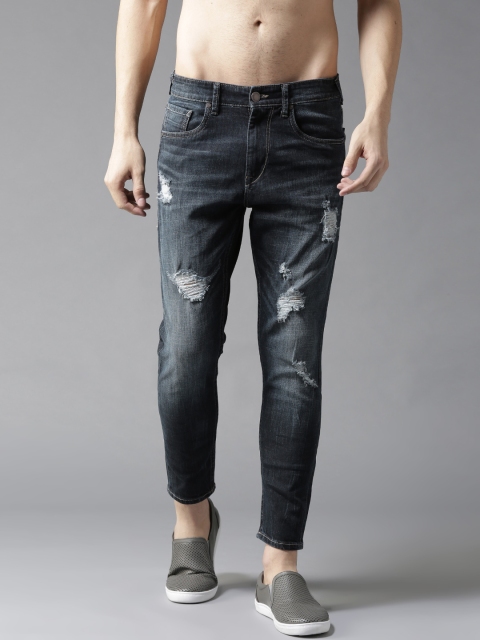 

Moda Rapido Men Blue Slim Tapered Fit Cropped Mid-Rise Mildly Distressed Stretchable Jeans