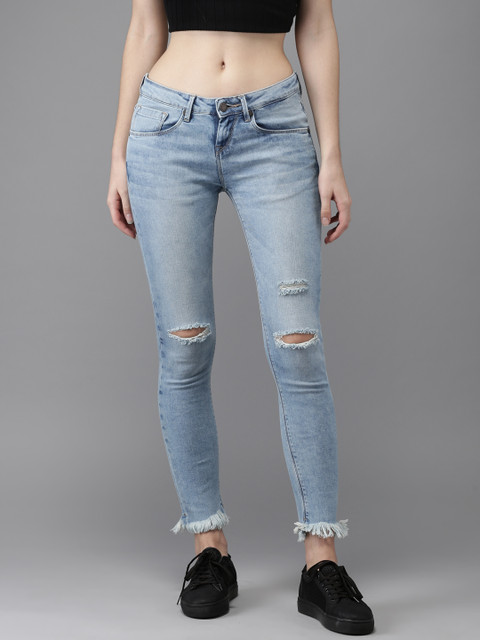 

Moda Rapido Women Blue Skinny Fit Mid-Rise Highly Distressed Stretchable Jeans