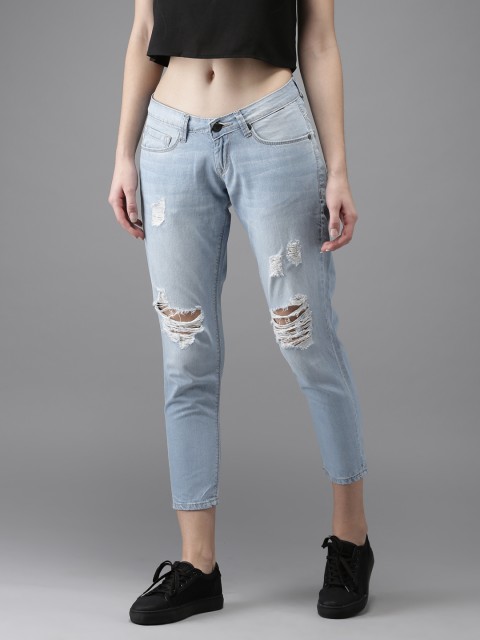 

Moda Rapido Women Blue Boyfriend Fit Mid-Rise Mildly Distressed Jeans