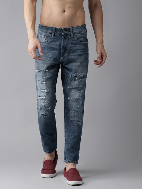 

Moda Rapido Men Blue Slim Tapered Fit Cropped Mid-Rise Mildly Distressed Jeans