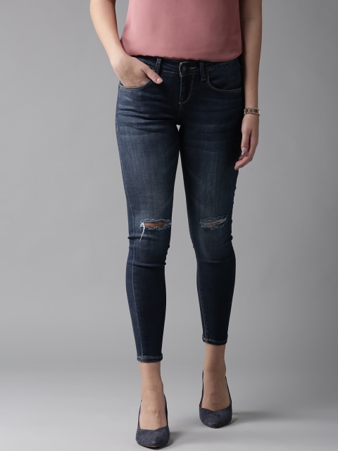 

Moda Rapido Women Blue Skinny Fit Mid-Rise Slash Knees Stretchable Jeans