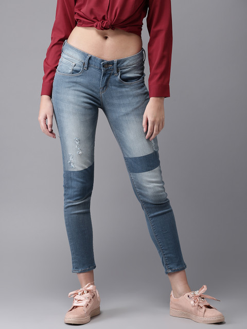 

Moda Rapido Women Blue Skinny Fit Mid-Rise Low Distress Stretchable Jeans