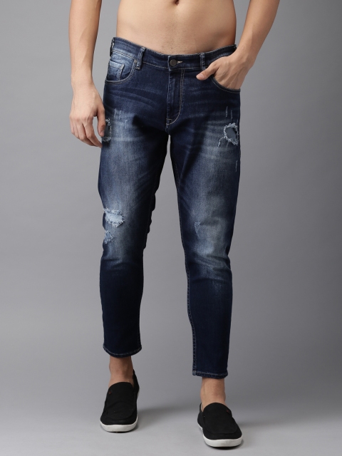 

Moda Rapido Men Blue Slim Fit Mid-Rise Highly Distressed Stretchable Ankle-Length Jeans
