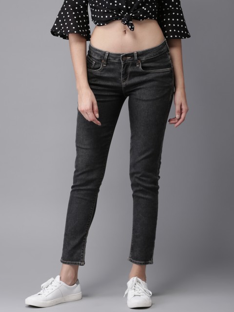 

HERE&NOW Women Black Skinny Fit Mid-Rise Clean Look Stretchable Jeans