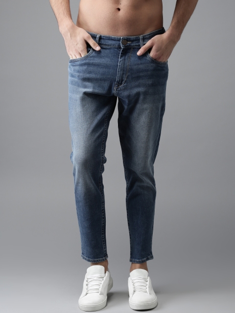 

HERE&NOW Men Blue Slim Fit Cropped Mid-Rise Clean Look Stretchable Jeans