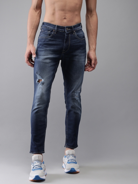

HERE&NOW Men Blue Slim Tapered Fit Mid-Rise Ankle Length Jeans