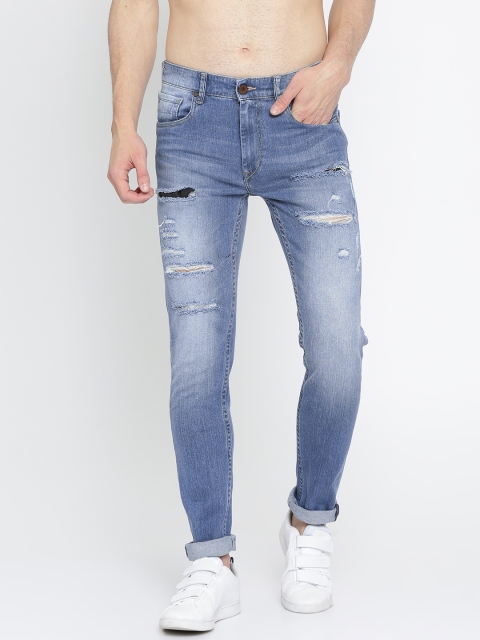 

HERE&NOW Men Blue Slim Fit High-Rise Highly Distressed Stretchable Jeans