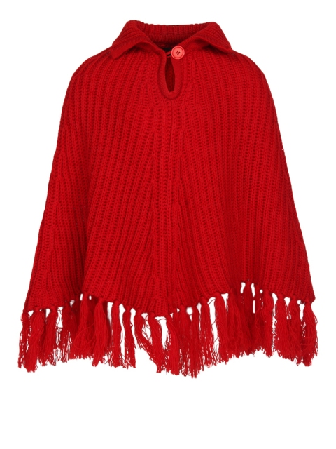 

Cayman Girls Red Self-Design Poncho
