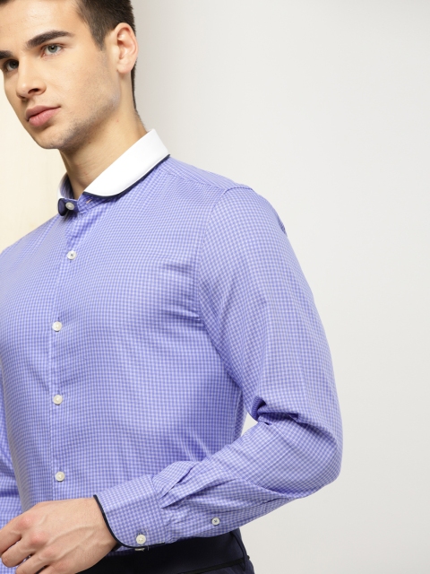 

INVICTUS Men Blue Slim Fit Checked Formal Shirt