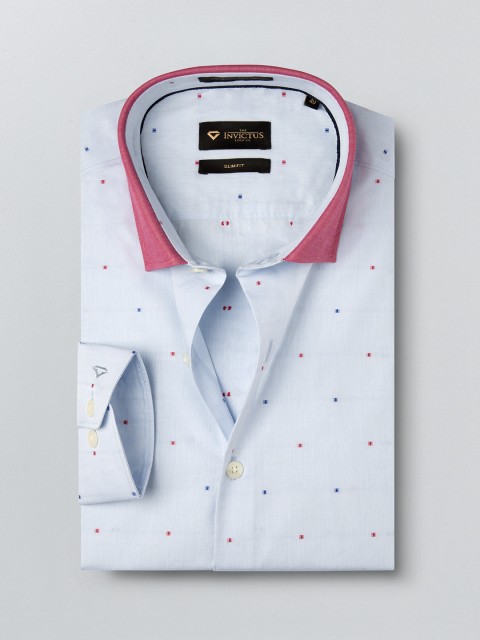 

INVICTUS Men Blue Slim Fit Self-Design Formal Shirt