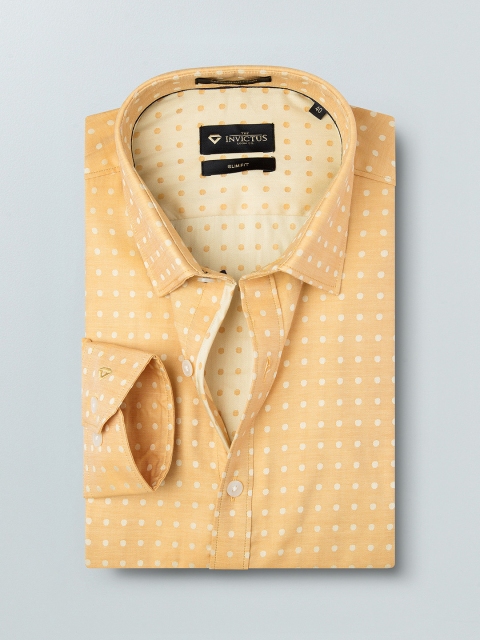 

INVICTUS Men Orange Slim Fit Self-Design Formal Shirt