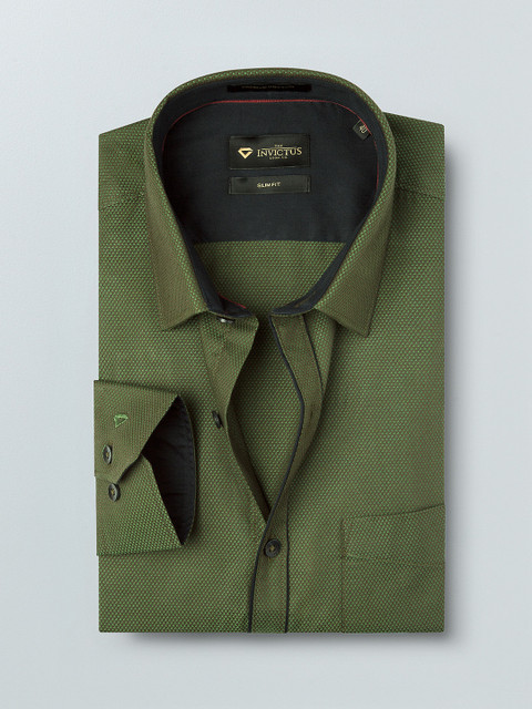 

INVICTUS Men Green Nancy Slim Fit Self-Design Formal Shirt