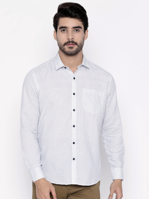 

Lombard Men White & Blue Slim Fit Printed Casual Shirt