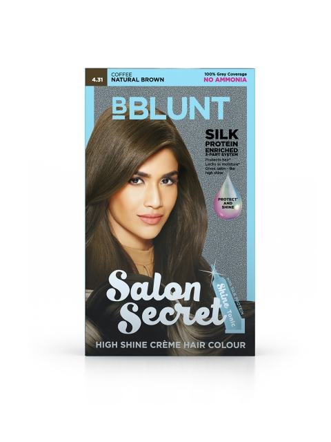 

BBLUNT Salon Secret Coffee Natural Brown High Shine Creme Hair Colour 4.31 100 g