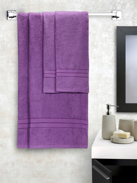 

STELLAR HOME Set of 4 Purple Cotton 380 GSM Towels