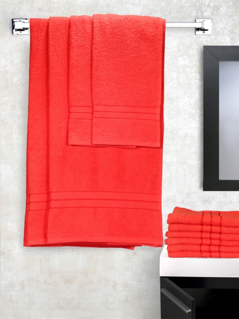 

STELLAR HOME Set of 10 Orange Cotton 380 GSM Towels