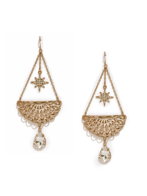 

Accessorize Off-White & Muted Gold-Toned Classic Drop Earrings
