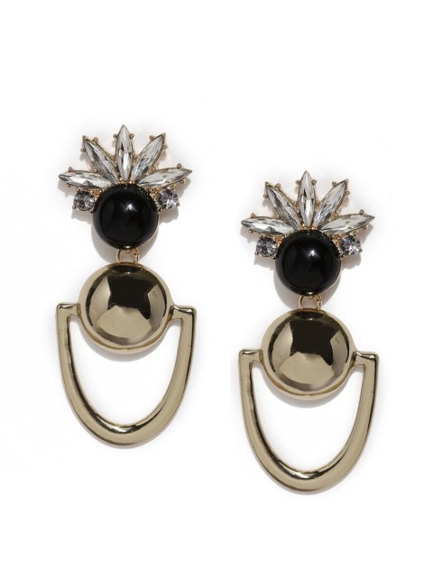 

Accessorize Black & Gold-Toned Contemporary Drop Earrings