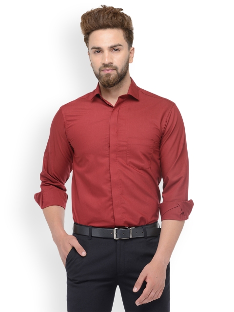 

JAINISH Men Maroon Classic Slim Fit Solid Formal Shirt